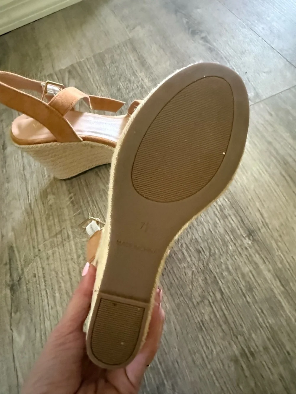 Suede Espadrille Wedge Sandals in Tan